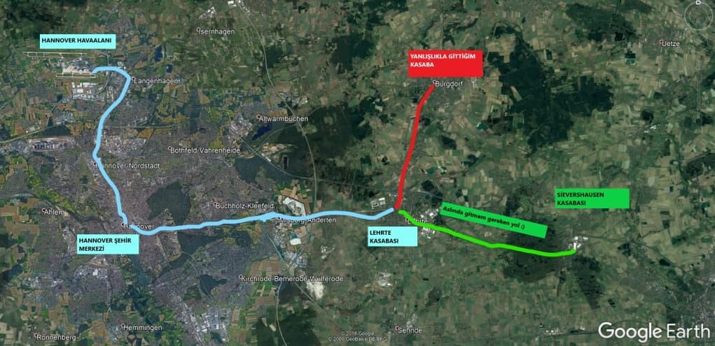 7. Haritada göreceğiniz üzere çok ters noktaya ulaştım.